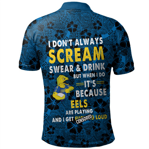 Parramatta Eels Sport Polo Shirt - Scream With Tropical Patterns
