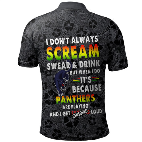 Penrith Panthers Polo Shirt - Scream With Tropical Patterns Penrith Panthers Polo Shirt - Scream With Tropical Patterns