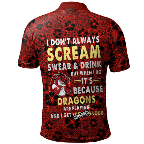 St. George Illawarra Dragons Polo Shirt - Scream With Tropical Patterns St. George Illawarra Dragons Polo Shirt - Scream With Tropical Patterns