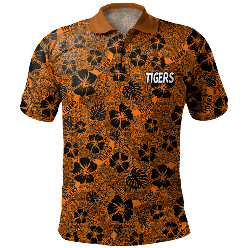 Wests Tigers Polo Shirt - Scream With Tropical Patterns