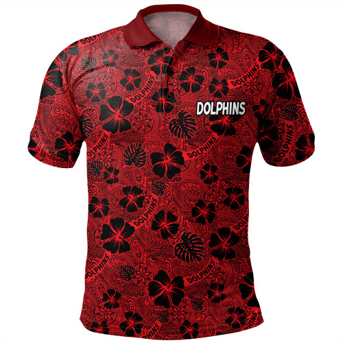 Redcliffe Dolphins Polo Shirt - Scream With Tropical Patterns