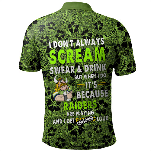 Canberra Raiders Polo Shirt - Scream With Tropical Patterns Canberra Raiders Polo Shirt - Scream With Tropical Patterns