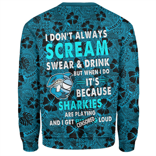 Cronulla-Sutherland Sharks Sweatshirt - Scream With Tropical Patterns Cronulla-Sutherland Sharks Sweatshirt - Scream With Tropical Patterns