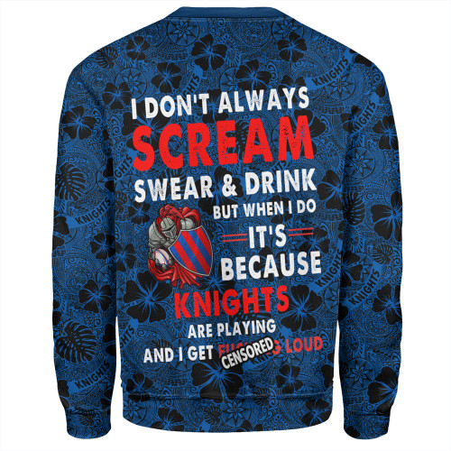 Newcastle Knights Sport Sweatshirt - Scream With Tropical Patterns Newcastle Knights Sport Sweatshirt - Scream With Tropical Patterns
