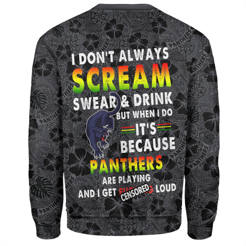 Penrith Panthers Sweatshirt - Scream With Tropical Patterns Penrith Panthers Sweatshirt - Scream With Tropical Patterns