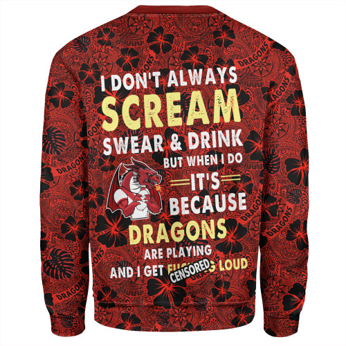 St. George Illawarra Dragons Sweatshirt - Scream With Tropical Patterns St. George Illawarra Dragons Sweatshirt - Scream With Tropical Patterns