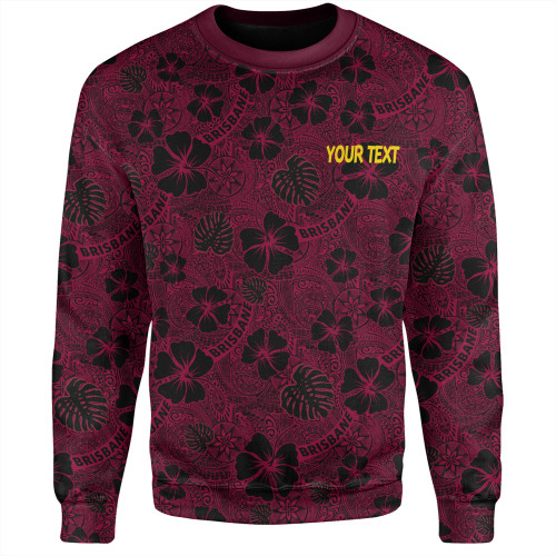 Brisbane Broncos Sweatshirt - Scream With Tropical Patterns Brisbane Broncos Sweatshirt - Scream With Tropical Patterns