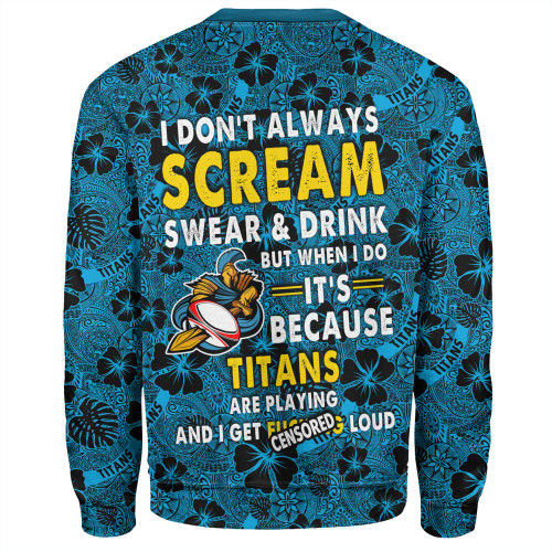 Gold Coast Titans Sport Sweatshirt - Scream With Tropical Patterns Gold Coast Titans Sport Sweatshirt - Scream With Tropical Patterns