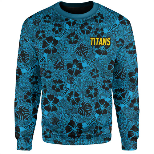 Gold Coast Titans Sport Sweatshirt - Scream With Tropical Patterns