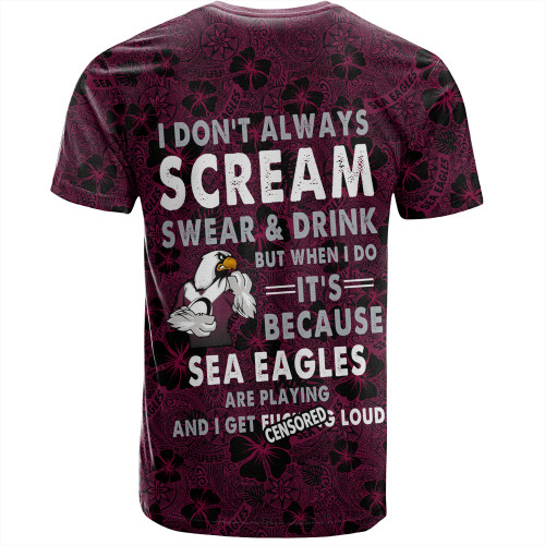 Manly Warringah Sea Eagles T-Shirt - Scream With Tropical Patterns Manly Warringah Sea Eagles T-Shirt - Scream With Tropical Patterns