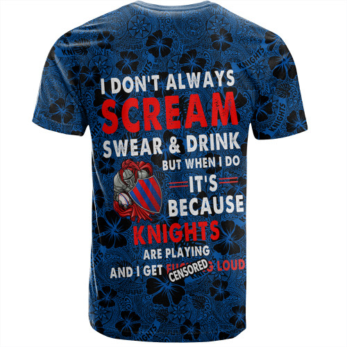 Newcastle Knights Sport T-Shirt - Scream With Tropical Patterns Newcastle Knights Sport T-Shirt - Scream With Tropical Patterns