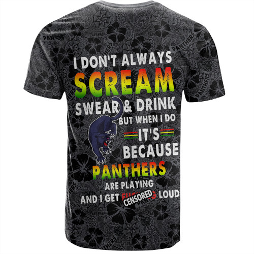 Penrith Panthers T-Shirt - Scream With Tropical Patterns Penrith Panthers T-Shirt - Scream With Tropical Patterns