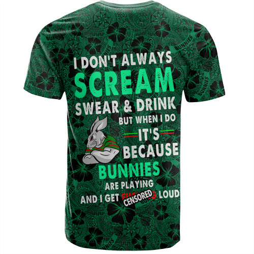 South Sydney Rabbitohs T-Shirt - Scream With Tropical Patterns South Sydney Rabbitohs T-Shirt - Scream With Tropical Patterns