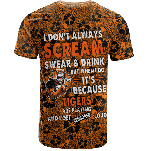 Wests Tigers T-Shirt - Scream With Tropical Patterns Wests Tigers T-Shirt - Scream With Tropical Patterns