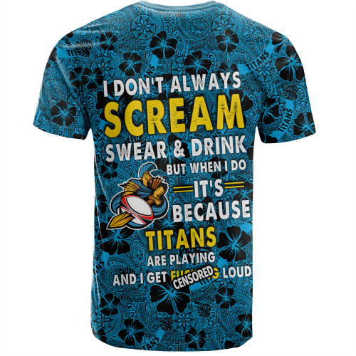 Gold Coast Titans Sport T-Shirt - Scream With Tropical Patterns Gold Coast Titans Sport T-Shirt - Scream With Tropical Patterns