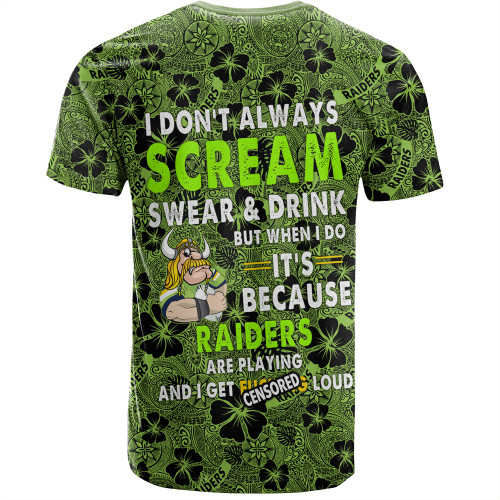 Canberra Raiders T-Shirt - Scream With Tropical Patterns Canberra Raiders T-Shirt - Scream With Tropical Patterns
