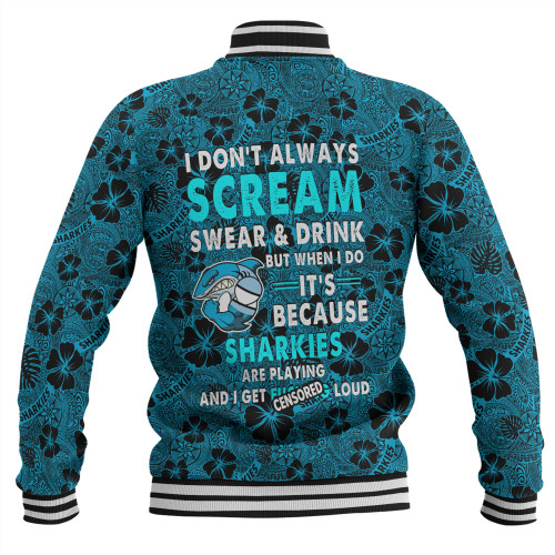 Cronulla-Sutherland Sharks Baseball Jacket - Scream With Tropical Patterns Cronulla-Sutherland Sharks Baseball Jacket - Scream With Tropical Patterns