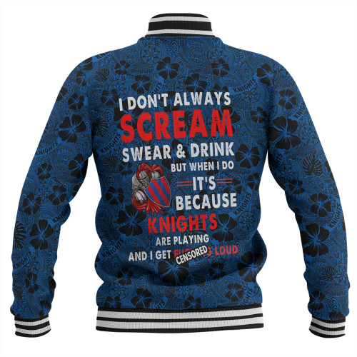 Newcastle Knights Sport Baseball Jacket - Scream With Tropical Patterns Newcastle Knights Sport Baseball Jacket - Scream With Tropical Patterns