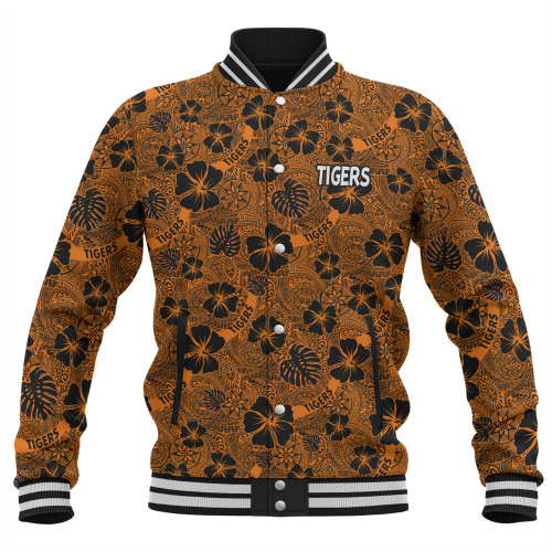 Wests Tigers Baseball Jacket - Scream With Tropical Patterns