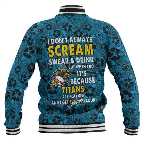 Gold Coast Titans Sport Baseball Jacket - Scream With Tropical Patterns Gold Coast Titans Sport Baseball Jacket - Scream With Tropical Patterns