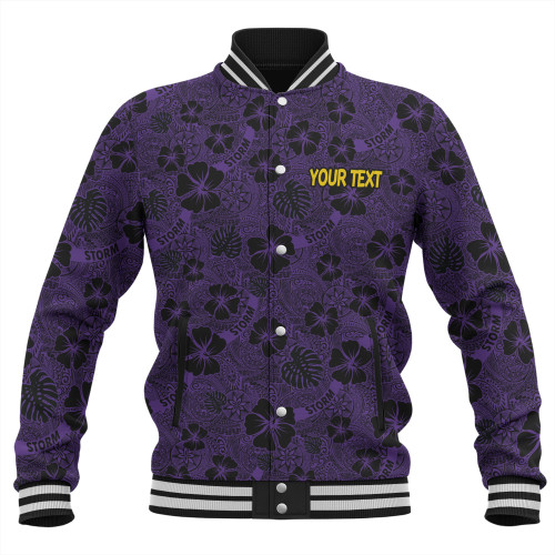 Melbourne Storm Baseball Jacket - Scream With Tropical Patterns Melbourne Storm Baseball Jacket - Scream With Tropical Patterns
