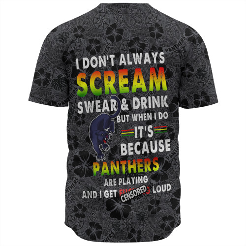 Penrith Panthers Baseball Shirt - Scream With Tropical Patterns Penrith Panthers Baseball Shirt - Scream With Tropical Patterns