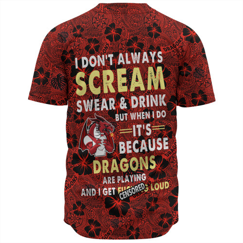 St. George Illawarra Dragons Baseball Shirt - Scream With Tropical Patterns St. George Illawarra Dragons Baseball Shirt - Scream With Tropical Patterns