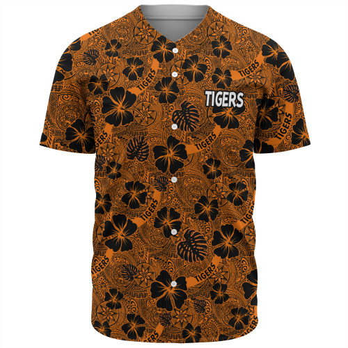 Wests Tigers Baseball Shirt - Scream With Tropical Patterns