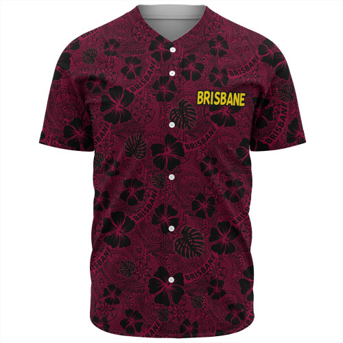 Brisbane Broncos Baseball Shirt - Scream With Tropical Patterns