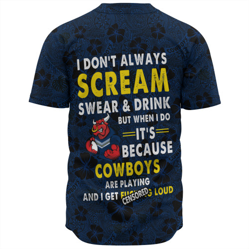 North Queensland Cowboys Baseball Shirt - Scream With Tropical Patterns North Queensland Cowboys Baseball Shirt - Scream With Tropical Patterns