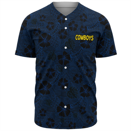 North Queensland Cowboys Baseball Shirt - Scream With Tropical Patterns