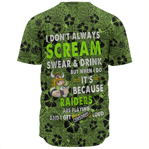 Canberra Raiders Baseball Shirt - Scream With Tropical Patterns Canberra Raiders Baseball Shirt - Scream With Tropical Patterns