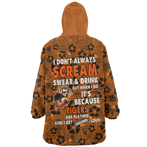 Wests Tigers Snug Hoodie - Scream With Tropical Patterns Wests Tigers Snug Hoodie - Scream With Tropical Patterns