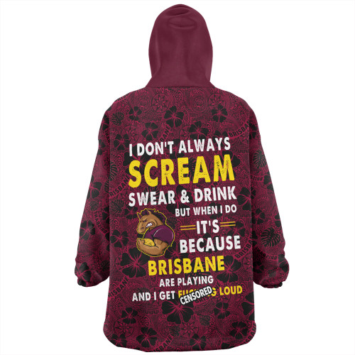 Brisbane Broncos Snug Hoodie - Scream With Tropical Patterns Brisbane Broncos Snug Hoodie - Scream With Tropical Patterns