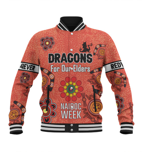 St. George Illawarra Dragons Naidoc Week Baseball Jacket - NAIDOC WEEK 2023 Indigenous Inspired For Our Elders Theme