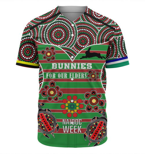 South Sydney Rabbitohs Baseball Shirt - NAIDOC WEEK 2023 Indigenous Inspired For Our Elders Theme