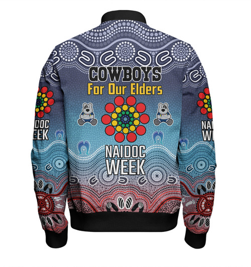 North Queensland Cowboys Naidoc Custom Bomber Jacket - NAIDOC WEEK 2023 Indigenous Inspired For Our Elders Theme (White) North Queensland Cowboys Naidoc Custom Bomber Jacket - NAIDOC WEEK 2023 Indigenous Inspired For Our Elders Theme (White)