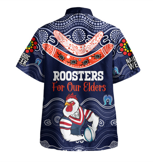 Sydney Roosters Naidoc Week Custom Hawaiian Shirt - NAIDOC WEEK 2023 Indigenous Inspired For Our Elders Theme (White)
