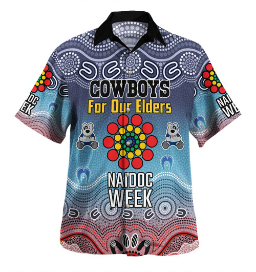 North Queensland Cowboys Naidoc Custom Hawaiian Shirt - NAIDOC WEEK 2023 Indigenous Inspired For Our Elders Theme (White)