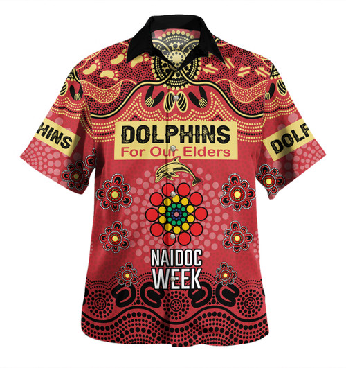 Redcliffe Dolphins Naidoc Week Custom Hawaiian Shirt - NAIDOC WEEK 2023 Indigenous Inspired For Our Elders Theme (White)