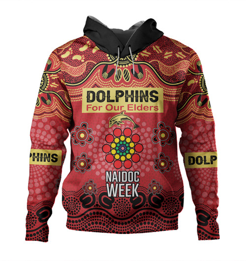 Redcliffe Dolphins Naidoc Week Custom Hoodie - NAIDOC WEEK 2023 Indigenous Inspired For Our Elders Theme (White)