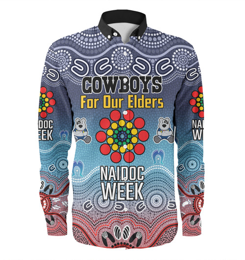 North Queensland Cowboys Naidoc Custom Long Sleeve Shirt - NAIDOC WEEK 2023 Indigenous Inspired For Our Elders Theme (White) North Queensland Cowboys Naidoc Custom Long Sleeve Shirt - NAIDOC WEEK 2023 Indigenous Inspired For Our Elders Theme (White)