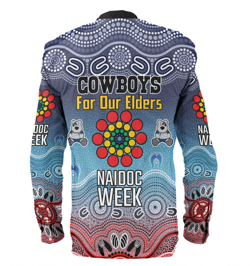North Queensland Cowboys Naidoc Custom Long Sleeve Shirt - NAIDOC WEEK 2023 Indigenous Inspired For Our Elders Theme (White) North Queensland Cowboys Naidoc Custom Long Sleeve Shirt - NAIDOC WEEK 2023 Indigenous Inspired For Our Elders Theme (White)