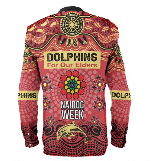 Redcliffe Dolphins Naidoc Week Custom Long Sleeve Shirt - NAIDOC WEEK 2023 Indigenous Inspired For Our Elders Theme (White) Redcliffe Dolphins Naidoc Week Custom Long Sleeve Shirt - NAIDOC WEEK 2023 Indigenous Inspired For Our Elders Theme (White)