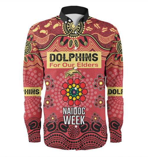 Redcliffe Dolphins Naidoc Week Custom Long Sleeve Shirt - NAIDOC WEEK 2023 Indigenous Inspired For Our Elders Theme (White) Redcliffe Dolphins Naidoc Week Custom Long Sleeve Shirt - NAIDOC WEEK 2023 Indigenous Inspired For Our Elders Theme (White)