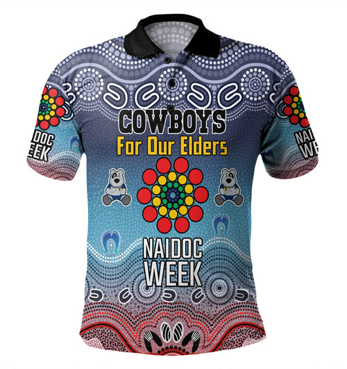 North Queensland Cowboys Naidoc Custom Polo Shirt - NAIDOC WEEK 2023 Indigenous Inspired For Our Elders Theme (White)