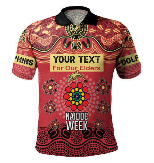 Redcliffe Dolphins Naidoc Week Custom Polo Shirt - NAIDOC WEEK 2023 Indigenous Inspired For Our Elders Theme (White) Redcliffe Dolphins Naidoc Week Custom Polo Shirt - NAIDOC WEEK 2023 Indigenous Inspired For Our Elders Theme (White)
