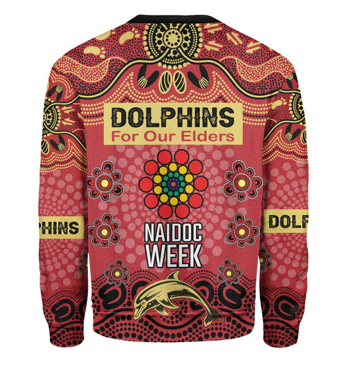 Redcliffe Dolphins Naidoc Week Custom Sweatshirt - NAIDOC WEEK 2023 Indigenous Inspired For Our Elders Theme (White) Redcliffe Dolphins Naidoc Week Custom Sweatshirt - NAIDOC WEEK 2023 Indigenous Inspired For Our Elders Theme (White)
