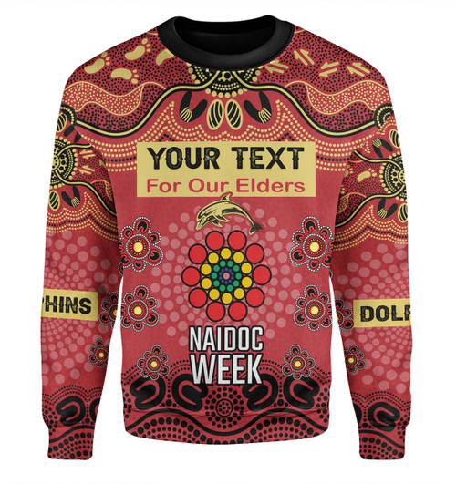 Redcliffe Dolphins Naidoc Week Custom Sweatshirt - NAIDOC WEEK 2023 Indigenous Inspired For Our Elders Theme (White) Redcliffe Dolphins Naidoc Week Custom Sweatshirt - NAIDOC WEEK 2023 Indigenous Inspired For Our Elders Theme (White)