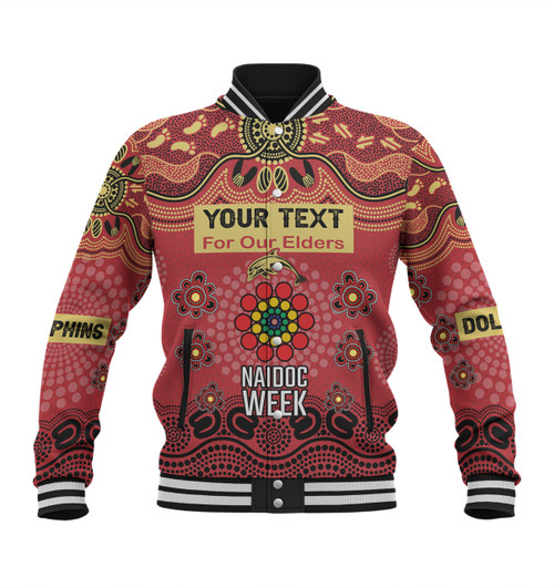 Redcliffe Dolphins Naidoc Week Custom Baseball Jacket - NAIDOC WEEK 2023 Indigenous Inspired For Our Elders Theme (White)